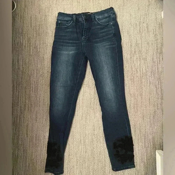 SEVEN 7 FOR ALL MANKIND SIZE 29 B(AIR) DENIM HIGH WAIST SKINNY JEANS WITH VELVET - Picture 12 of 13